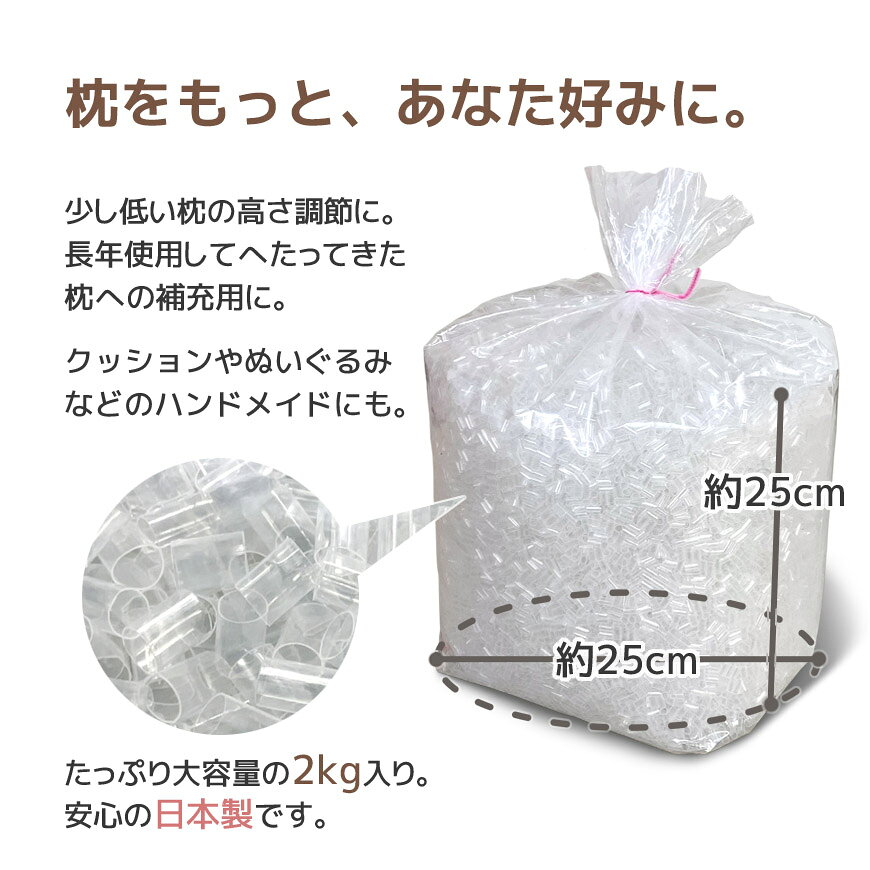 日本製 ビニール パイプ 透明 柔らかめ 2kg入り セット販売 1袋 2袋 送料無料中身 中材 補充用 枕 やわらかめ 柔らかい 調整 詰め替え 通気性 趣味 手芸 枕用 枕 ストロー 業務用 お徳用 ハンドメイド まくら クッション ぬいぐるみ パイプ枕 joyfull-10005139 クッションファクトリー サンプル画像3