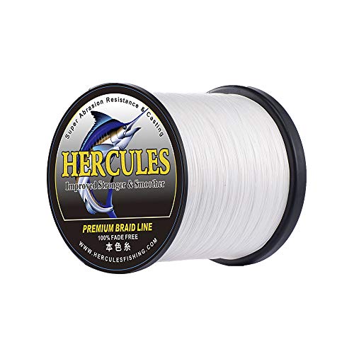 HERCULES PEライン 色落ちない 釣りライン 8本編み[ホワイト 100M 6号 (27.2kg/60lb Φ0.4mm)]釣り糸 高..