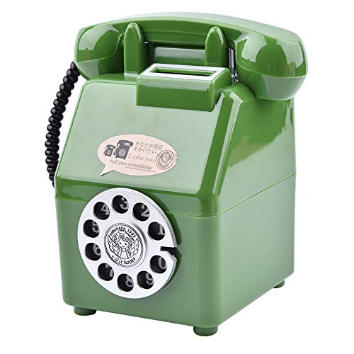 貯金箱 公衆電話 500円玉 ダイヤル式 昭和 80’s レトロ 玩具 おもちゃ ATM 雑貨 (緑)