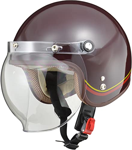 リード工業(LEAD) バイク用ジェットヘルメット NOVIA(ノービア) ラインブラウン レディースフリー(55-57cm未満)NOVIA