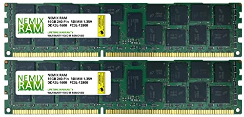 NEMIXRAM 32GB (2x16GB) DDR3-1600MHz PC3-12800 ECC RDIMM 2Rx4 1.35V 登録メモリー サーバー/ワークステーション用