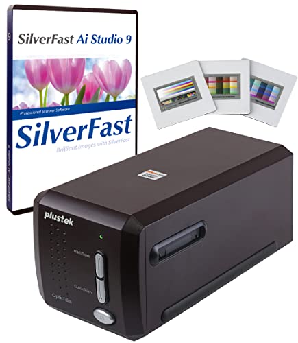 Plustek OpticFilm 8300i Ai フィルム スキャナー - SilverFast Ai Studio 9 + 高度な IT8 キャリブレーション ターゲット (3 スライド)、35mm フィルムとスライドをデジタルに変換