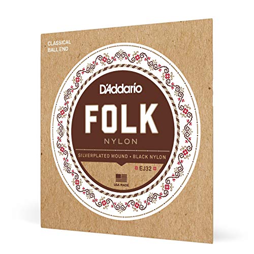 D'Addario ダダリオ ボールエンドナイロン弦 Folk Nylon EJ32 Silver Wound/Black Nylon Trebles 【国内正規品】