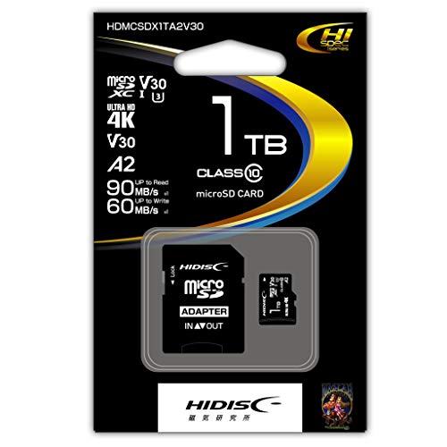 HIDISC 超高速microSDXCカード 1TB CLASS10 UHS-I Speed class3, A2対応 HDMCSDX1TA2V30