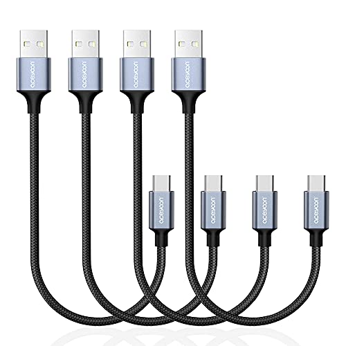 aceyoon USB Type C ケーブル 20cm 短い 4本セット タイプC ケーブル 急速充電+高速データ転送 最大3A USB-A to USB-Cケーブル 高耐久ナイロン編み for Galaxy S22/S22 Ultra,Xperia 5II/1III/Nintendo Switch/GoPro Hero 9/10その他USB-C機器に対応