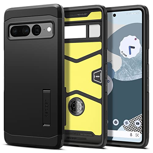 Spigen Pixel7 Pro ケース 耐衝撃 スタンド付き 米軍MIL規格取得 三層構造 スマホスタンド カメラ保護 傷防止 衝撃 吸収 Qi充電 ワイヤレス充電 タフ・アーマー ACS04728 (ブラック)