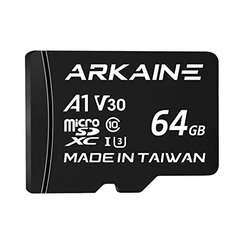 microSDカード 容量 : 64 GB / SD変換アダプタ付；カードタイプ : microSDXC : CLASS10 U3 V30 A1商品の仕様 : 台湾製、防水、耐温度、耐磁、耐X線；外形寸法 : 15×11×1mm対応：U3、A1、4K撮影、Class10、フルHD、カメラ、Fireタブレット、ゲーム機、スマートフォンなど。静止画、動画、音楽、アプリケーションなどの保存に最適。最大読出速度95MB/s、最大書込速度35MB/s (実際のデータ転送速度は、動作環境およびその他の要素によって異なる場合があります)動作温度：-25℃~85℃；対応：MicroSDXC、SDXC；適な形式：eXFAT. 2年限定、国内正規メーカー(ギッシュジャパン株式会社)ARKAINE まいくろSDカード 64GB Nintendo Switch マイクロSDカード A1 UHS-I U3 V30, 4K Ultra HD, クラス10, microSD + SDアダプター付 - ARKV30A164