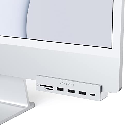 Satechi iMac24C`p USB-C Nvnu (Vo[) (2021 iMacΉ) USB-C f[^|[g, 3xUSB-A 3.0, Micro/SDJ[h[_[