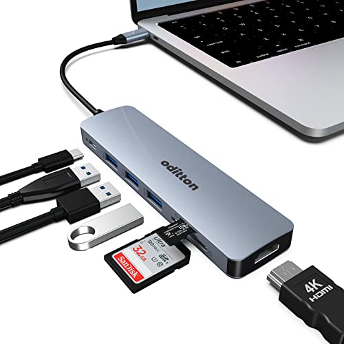 USB C nu, oditton USB C hbLO Xe[V 7 in 1 USB nu }`|[g A_v^[ HDMI, 100W PD, 3 USB 3.0, Type C bvgbvp SD/TF hbN