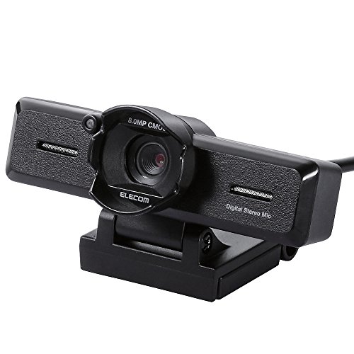 エレコム WEBカメラ UCAM-C980FBBK フルHD 30FPS 800万画素 ステレオマイク内蔵 高精細ガラスレンズ レンズフード付 ケーブル長1.5m ブラック