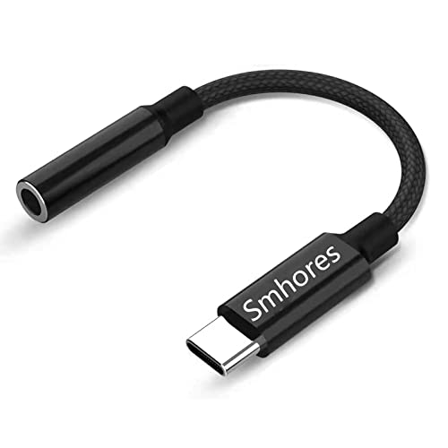  Smhores USB-C to 3.5 mmイヤホンジャック変換ケーブル、 広い互換性、高耐久、Android/MacBook Air/Pro/iPad ProなどのType-Cインターフェース搭載スマートデバイスに適しています。 (black)