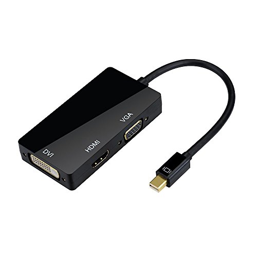 Patech 3in1 Mini Displayport to HDMI DVI VGA ケーブル Thunderbolt to HDMI 金メッキコネクタ ビデオアダプタ Mac Book Air/Mac Book Pro/iMac/Mac mini/Surface pro 1 2 3対応 -ブラック