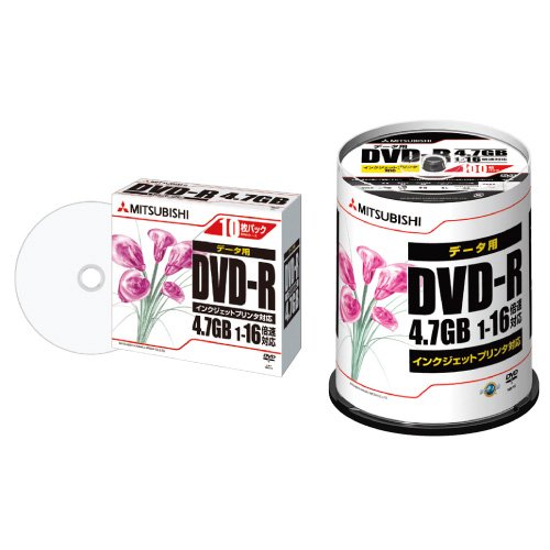 三菱化学メディア DVD-R 4.7GB PCデータ用 16倍速対応 100枚スピンドルケース入り ワイド印刷可能 DHR4..