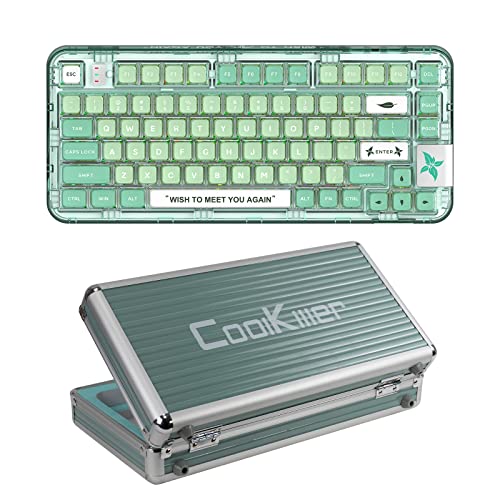 YUNZII Coolkiller CK75 無線 ホットスワップメカニカルキーボード 透明アクリル ガスケット装着 ワイヤレス キーボード Windows/Mac用(Meow Switch,ミントグリーンとメタルボックス)