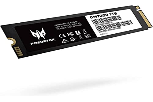 楽天ジョイフルタウンAcer （エイサー） Predator GM7000 1TB NVMe ゲーミングSSD - M.2 2280 PCIe Gen4 （16Gb/秒） x 4 3D TLC NAND PC 内蔵ソリッドステートハードドライブ DDR4 DRAMキャッシュ 最大7400MB/秒 - BL.9BWWR.105