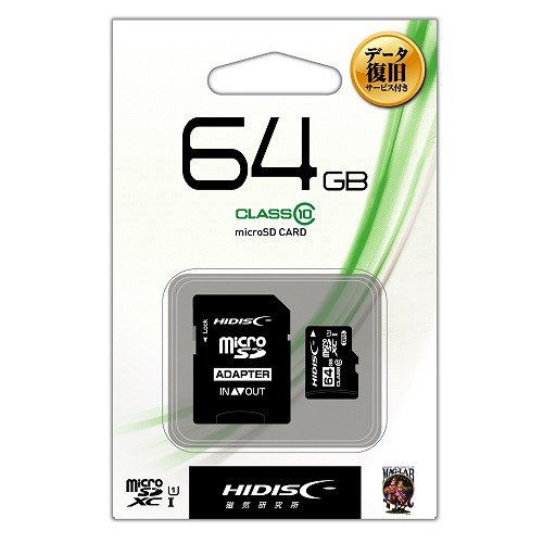 HIDISC microSDXCJ[h 64GB CLASS10 UHS-I HDMCSDH64GCL10DS