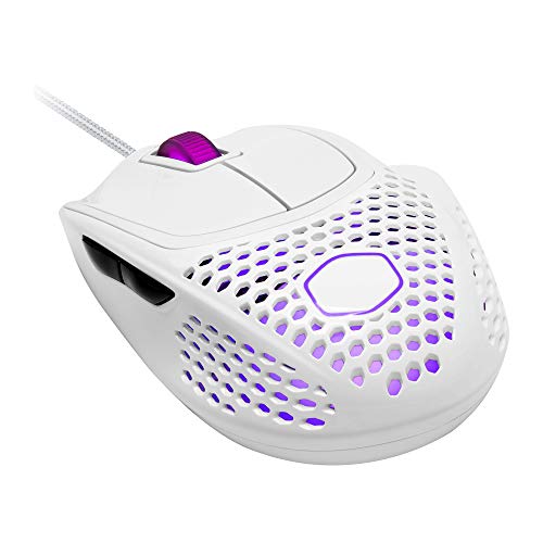 Cooler Master MM720 ホワイト 光沢 軽量 ゲーム用マウス ウルトラウィーブケーブル 16000 DPI 光学センサー RGB ユニークな爪グリップ形状