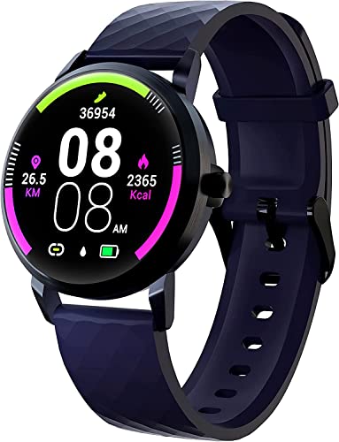LAMONKE スマートウォッチ 活動量計 歩数計 IP68防水 スマートブレスレット スポーツウォッチ 1.08インチ大画面 ストップウォッチ 遠隔撮影 着信通知/拒否 SMS/Line/Twitter/アプリ通知 日本語対応 IOS&Android対応 メンズ レディース ビジネス 腕時計 (ブル−-D2)のサムネイル