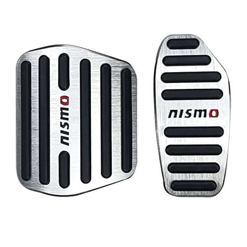 LUMIMAN 日産 NISMO 専用設計 アルミ ペダル ブレーキ アクセル カバー 適合多数セレナ C27系 エクストレイル T32 デイズ B40系 ルークス B40系 キックス e-POWER P15系 新型ノート E13系 e-POWER 防キズ 防汚れ 滑り止め 2点セット 工具不要 (銀)