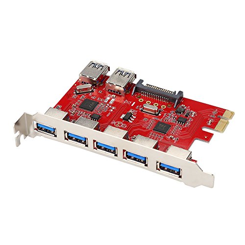 Acouto [USB拡張ボード] PCI-EからUSB 5ポートUSB 3.0および2ポートUSB 3.0 内蔵RJ45 1Gbps VIA拡張ボード PCIから複数のUSBポートへ USB3.0インターフェース