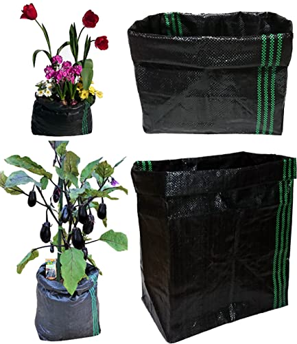 メッシュ栽培袋UV黒PE 10枚 花・野菜のコンテナ 根の環境を助長した通気性・通水性・ 高さ自在調整