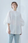 ensuite tiny scallop blouse ブラウス 長袖 タイニースカラップブラウス スカラップ レディース ボリューム袖 バルーンスリーブ ハイネック 前後着用可能 ボリュームロングスリーブ フェミニン オフ 白 ブラック 黒 春夏 春 夏 きれいめ カジュアル ベーシック