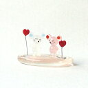 <ガラス細工 マウス ねずみ ハート ステージ 限定品>ハートステージとマウスペア(限定品)<ミニチュア小物 ガラス細工><ガラス細工 ファニチャー>【ギフト プレゼント ラッピング】