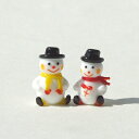 <ガラス細工 スノーマン 雪だるま クリスマス 限定品>スノーマンペア(限定品)<ミニチュア小物 ガラス細工><ガラス細工 ファニチャー>【ギフト プレゼント...