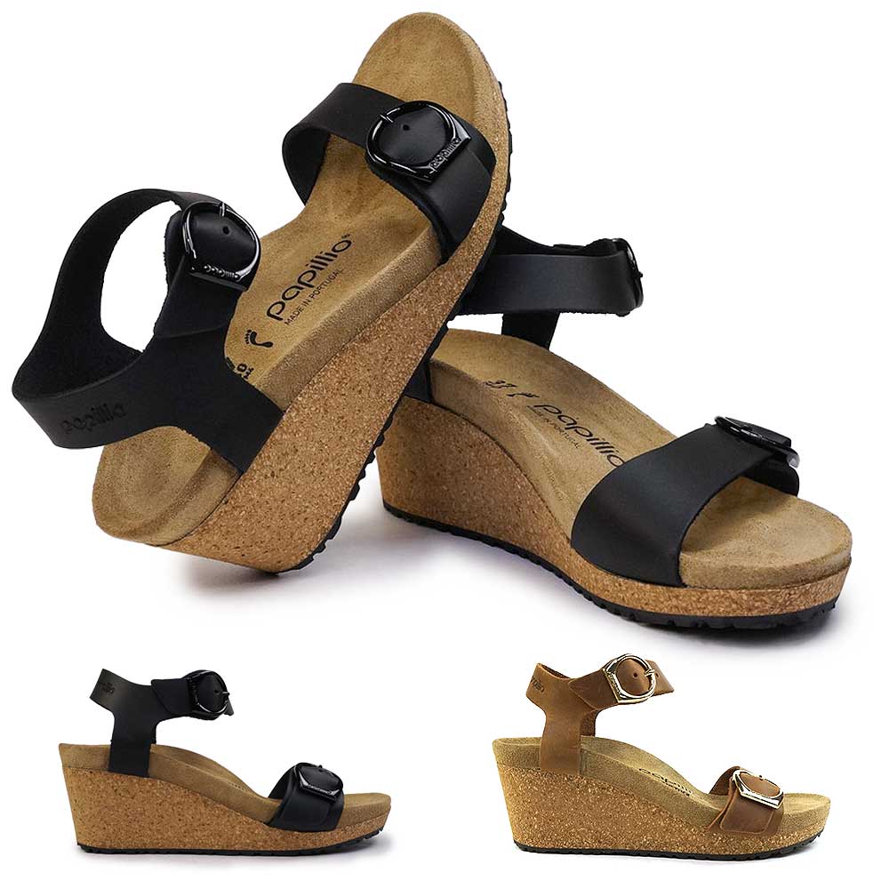 【あす楽】ビルケンシュトック Birkenstock サンダル パピリオ ソレイ リングバックル レディース ウェッジソール ミュール Papillio Soley