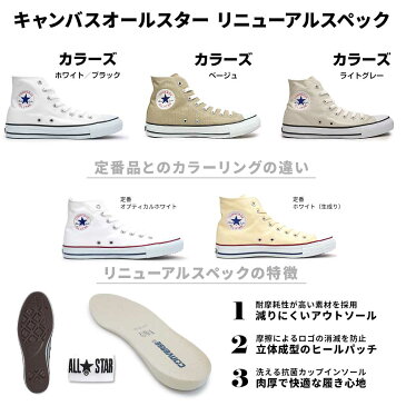 【あす楽】コンバース CONVERSE キャンバス オールスター カラーズ ハイ ベージュ 黒ライン メンズスニーカー レディーススニーカー ハイカット シンプル モノトーン 白 黒 CANVAS ALL STAR COLORS HI 1CJ604 1CJ605 1CL128 リニューアルスペック