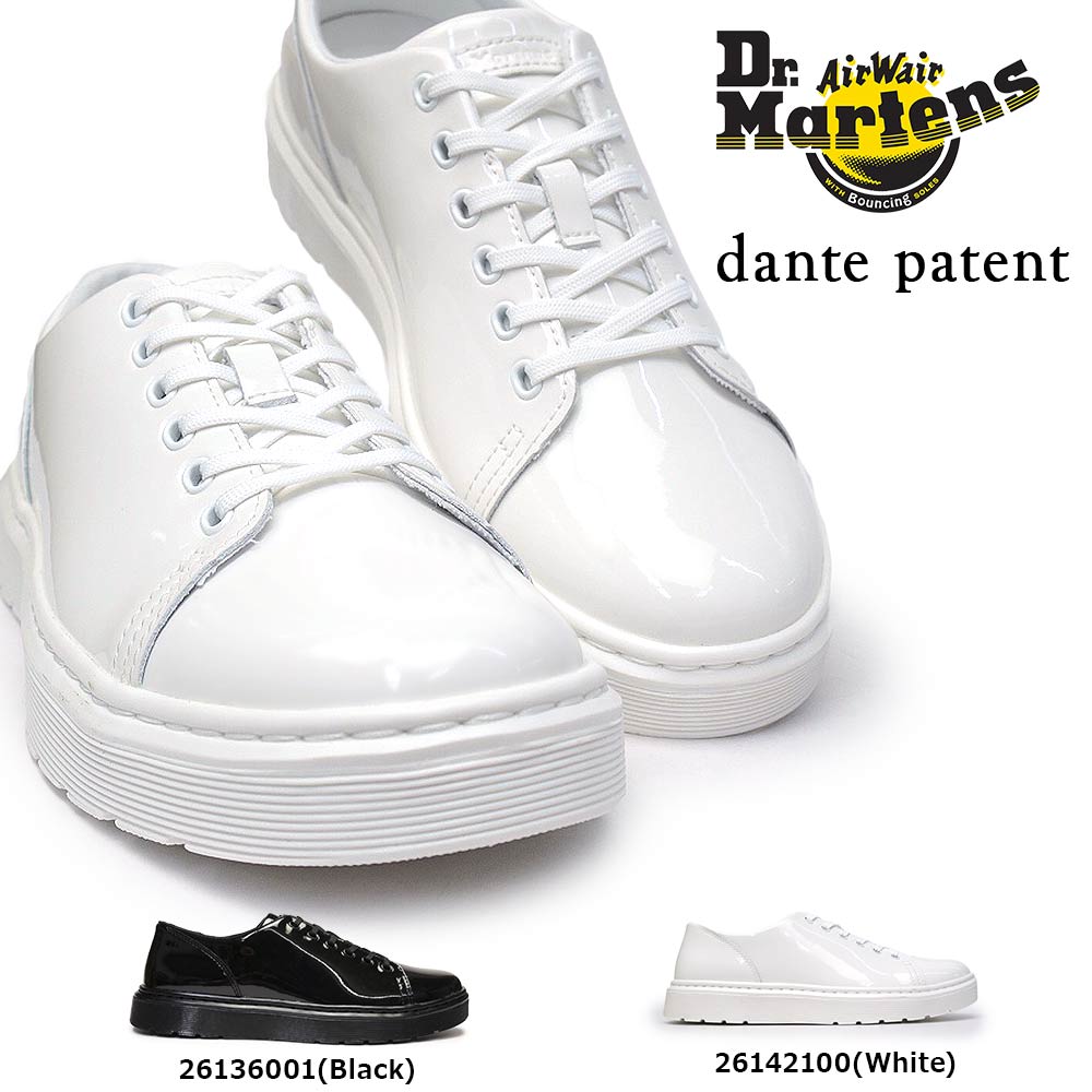 ドクターマーチン Dr.MARTENS DANTE PATENT レザースニーカー 白 黒 ユニセックス メンズ レディース ローカット エナメル VIBE 26142100 26136001