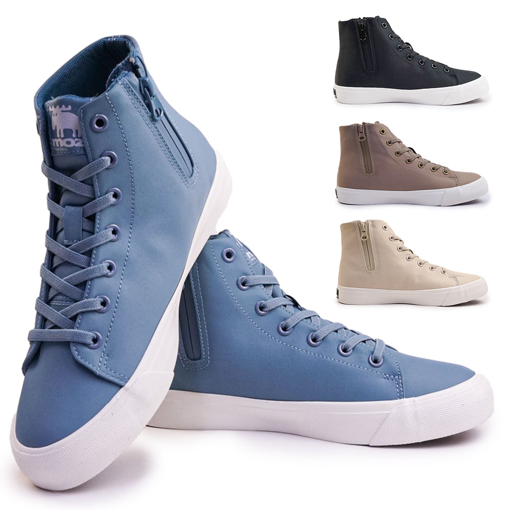 モズ moz 防水 レディース MZ6002 レインスニーカー 撥水加工 ゴアレース サイドジップ ハイカット 軽..