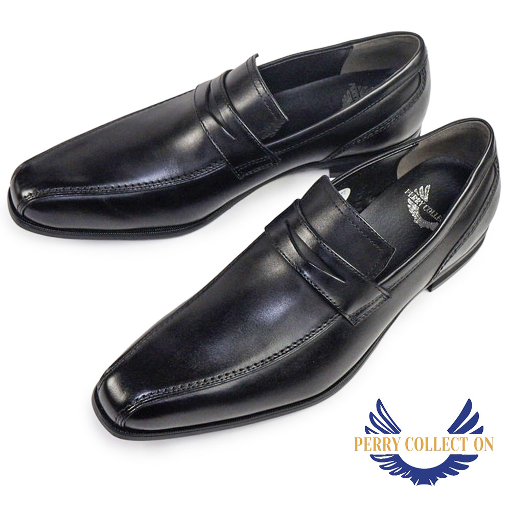 ペリー コレクション メンズ 靴 ローファー 幅広 本革 PR4063 ビジネスシューズ スリッポン ロングノーズ 冠婚葬祭 シンプル PERRY COLLECTION by madras tksn