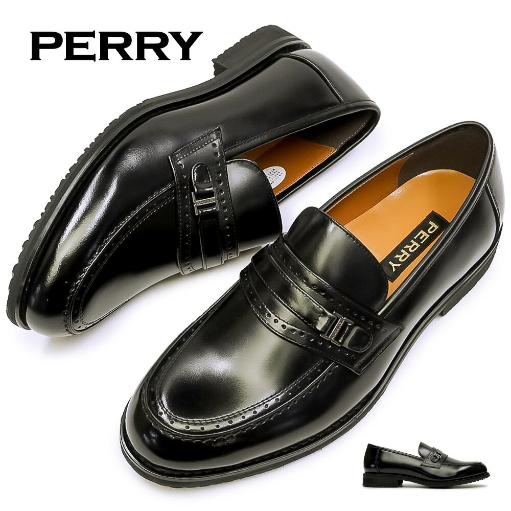 PERRY byマドラス メンズ ベルトローファー PY5573 4E ペリー 本革 スリッポン ドレスシューズ 25秋冬新作