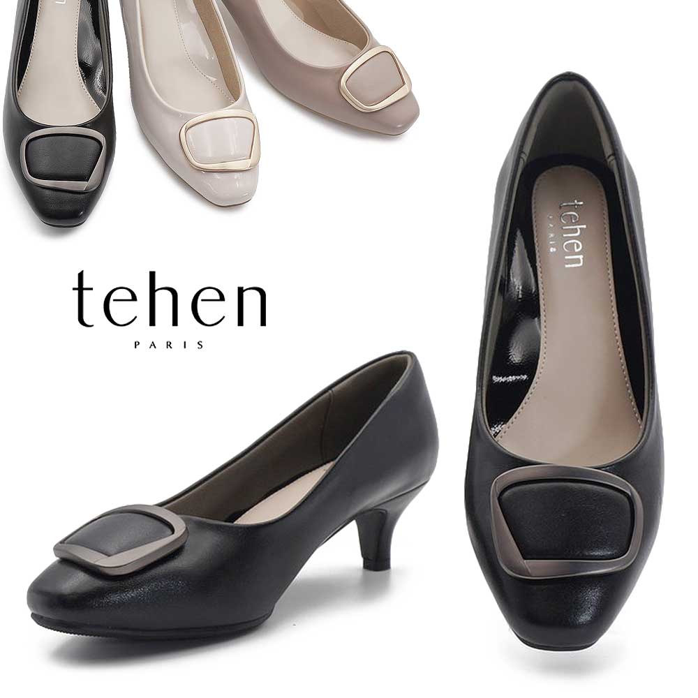 樂天商城 - テーン レデイース パンプス 入学式 tehen TN5513 スクエアトゥ バックル 5cmヒール デザインパンプス オフィス きれいめ 歩きやすい マドラス 26春夏新作