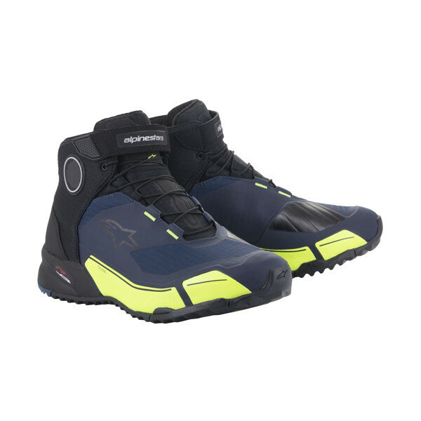 アルパインスターズ CR-X DRYSTAR RIDING SHOES 防水 ライディングシューズ (1705 BLACK DARK BLUE YELLOW FLUO) 2611820