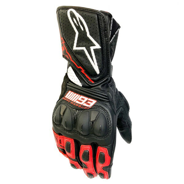 アルパインスターズ MM93 TWIN RING v2 LEATHER GLOVE ASIA マルケスコラボモデル グローブ (1342 BLACK BRIGHT RED WHITE) 3558821