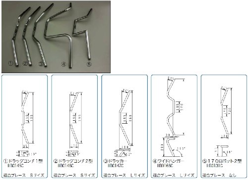 大阪単車用品工業 ハリケーン　HB0131C 170ロボット2型 ハンドル クロームメッキ 外径φ25.4mm 内径φ21_全高170mm 全巾720mm