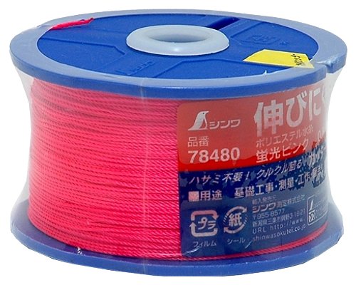 シンワ測定　ポリエステル水糸　リール巻　蛍光ピンク　太　0．8mm　270m　78480