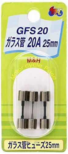 エムアンドエイチマツシマ M＆Hマツシマ　GFS-20 ガラスヒューズ(25mm) 20A 3本パック
