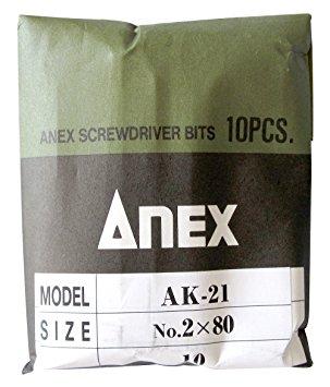 アネックスツール AK-21-2X80 AK-21-2X80 インパクトドライバー用(+)ビット(10本) 000675135003