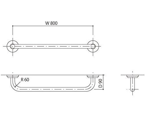 HILOGIC ハイロジック 握りバー 化粧丸座80φ標準取 バフ研磨