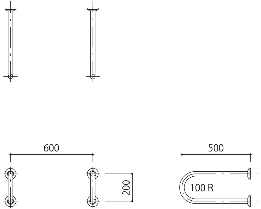 HILOGIC ハイロジック バリアフリー手摺 洗面・手洗器用34mmバフ研磨