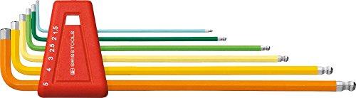 PBスイスツールズ社 212.LH-5RB ボール付ロングレインボーレンチセット(パックナシ 212.LH-5RB