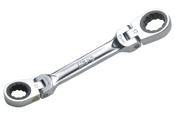 京都機械工具 MR1S-1214F ショートラチェットメガネレンチ両頭首振り MR1S-1214F