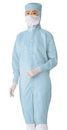 アズワン アズピュアCRウェア（クリーンウェア）　11120BB（フード一体・センターファスナー）　青　2LNCAJ065459-21-2280-03