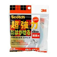 3M スリーエム 3M スコッチ あとからはがせる超強力両面テープ プレミアゴールド 粗面用 15mm×3m SRR-15 1巻(SRR-15)
