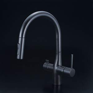 KVK 浄水器専用グースネックシングルレバー式混合栓(eレバー・回転規制)KM6081VECM5