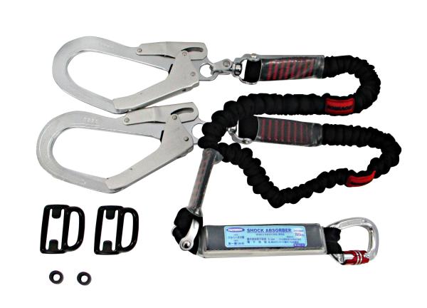 藤井電工 TSUYORON 墜落制止用器具 フルハーネス用ランヤード2本式 ツインランヤード ノビロン ブラック THL-2-NV93SV-21KS-2R23-BP