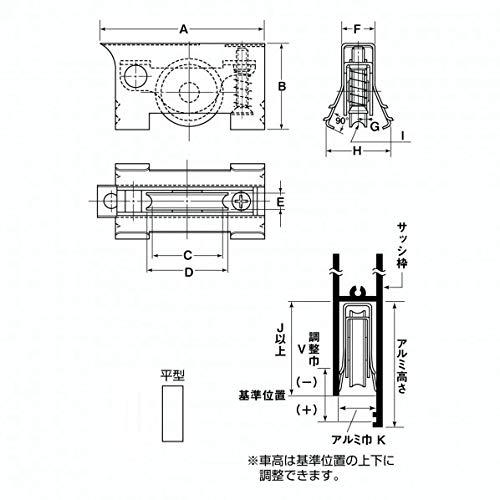 ヨコヅナ サッシ取替戸車段違い下框用ステンレス車 81/2W平 ABW-0852